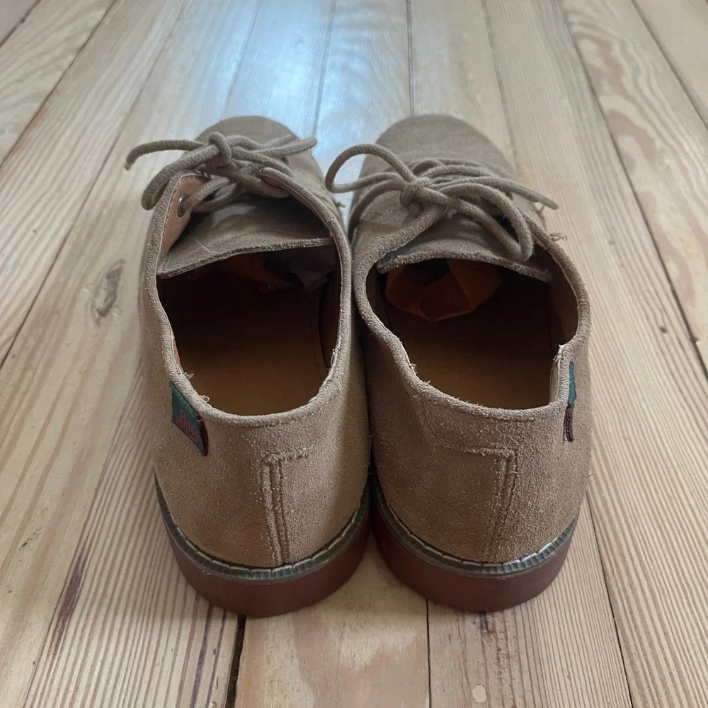 GH Bass Co Junior Suede Oxford Shoes Tan Beige Brick Red Sole Mens 5M 0402-6939